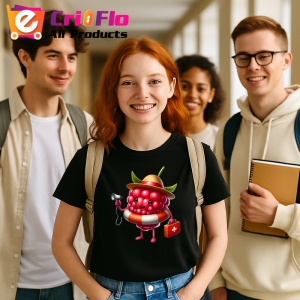 Tricou Zmeura amuzanta de vara saritura in apa, Fructe, Copii | Dama, culoare negru - Img 10