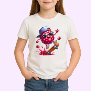 Tricou Zmeura amuzanta de vara skateboard, Fructe, Copii | Dama