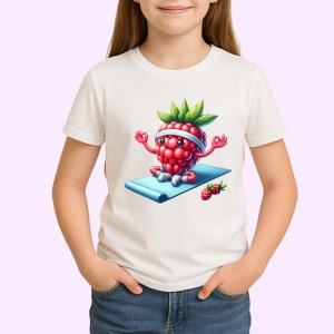 Tricou Zmeura amuzanta de vara yoga, Fructe, Copii | Dama