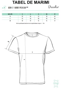 tabel marimi dimensiuni tricou copii