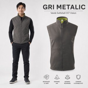 Vestă Bărbați tip Jachetă fără Mâneci Softshell, Elastică și Călduroasă – Vision 517 - Img 13