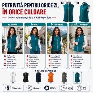 Vestă Damă tip Jachetă Softshell fără Mâneci, Elastică și Călduroasă – Vision 516 - Img 8
