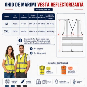 Vestă Reflectorizantă Unisex Bărbat Damă Profesională de Lucru și Semnalizare – HV Bright 9V3 - Img 4