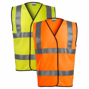Imagine de prezentare pentru vesta reflectorizanta si culorile disponibile portocaliu reflectorizant si galben reflectorizant