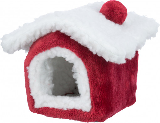 Culcus-Casuta Pentru Rozatoare, Xmas, 15 × 12 × 15 cm, Rosu/Alb, 92651