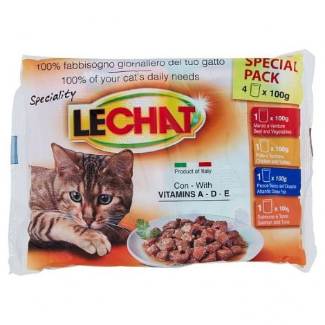 Lechat Hrana Umeda pentru Pisici, 4 x 100 g