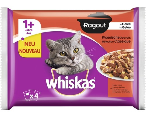 Whiskas Hrana Umeda Meniu cu Carne, 4 x 100 g
