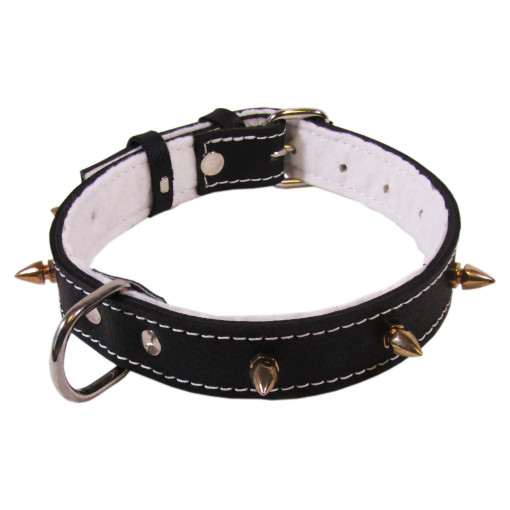 Zgarda Piele cu Colti Tip 30 mm/65 cm, Negru