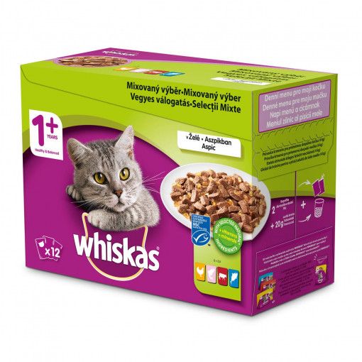Whiskas Hrana Umeda pentru Pisici Selectii Mixte, Peste,Pui,Vita, 12 x 100 g