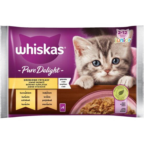 Hrana Umeda pentru Pisici, Junior, cu Carne de Pasare, 4 x 85 g