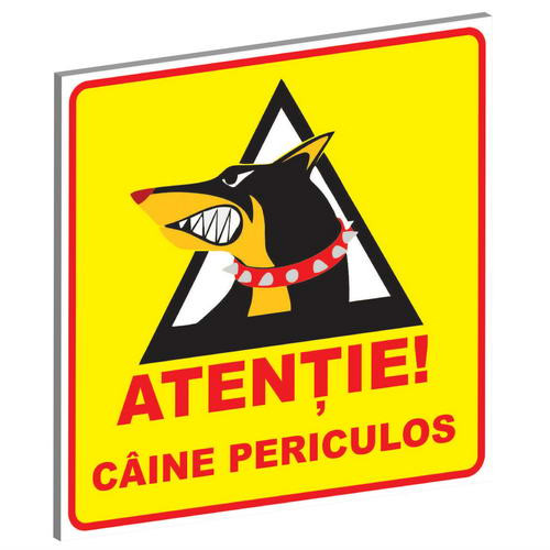 Pliant Pvc "Caine Periculos" 15 x 15 cm (Tip 5)