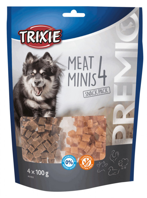 Cuburi Premio 4 cu Carne de Pui/Rata/Vita/Miel, 4 x 100 g, 31852