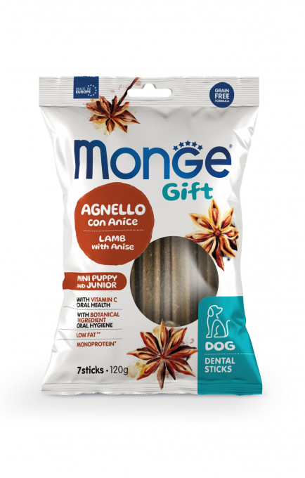 Gift Dental Sticks, pentru Caini Junior de Talie Mica , cu Miel si Anason, 120 g