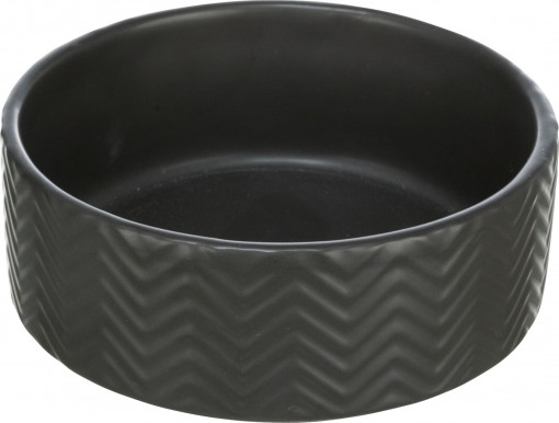 Castron Ceramic, Pentru Caini, 0.4 l/13 cm, Negru, 25020