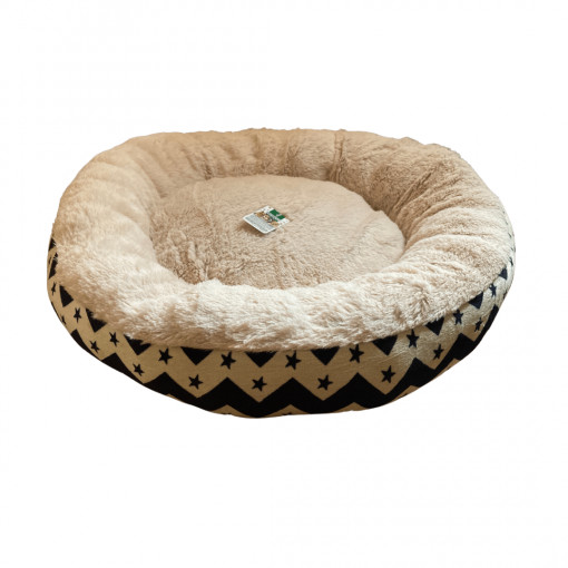 Cos Rotund pentru Caini, 45 x 12 cm, Bej/Negru