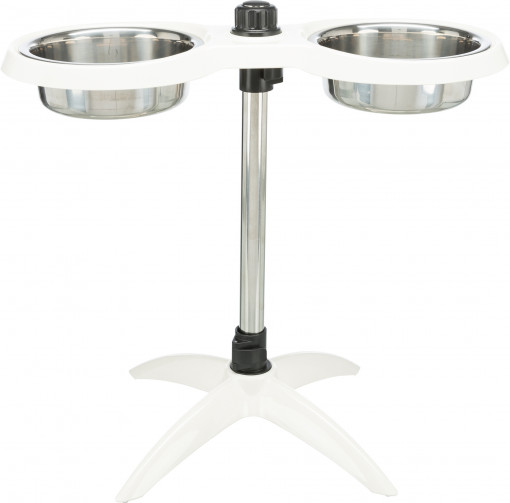 Stativ cu 2 Castroane Inox , 2 x 1.6L/21cm, Alb, 54cm Inalt, 25006