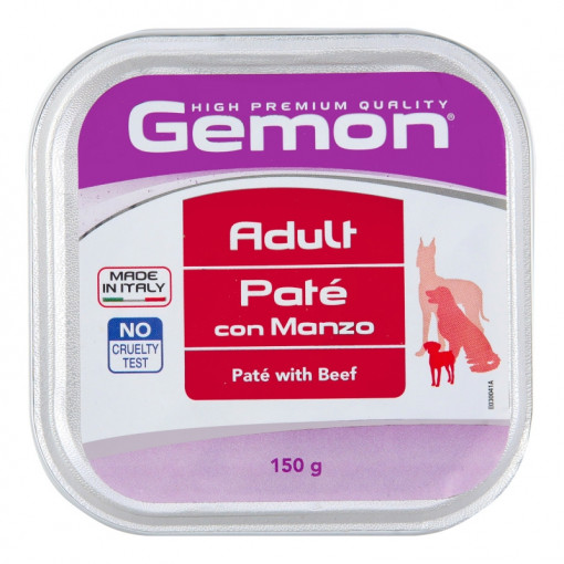 Pate Gemon pentru caine, Adult, Vita, 150 g