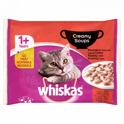 Whiskas Hrana Umeda pentru Pisici Creamy Soups, Selectii Clasice, 4 x 85 g