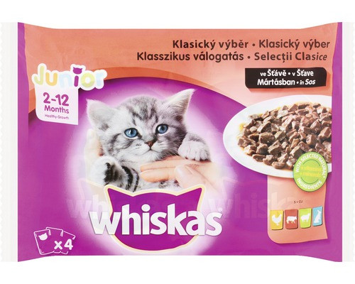 Whiskas Hrana Umeda pentru Pisici Junior, Selectii Clasice, in Sos,4 x 100 g