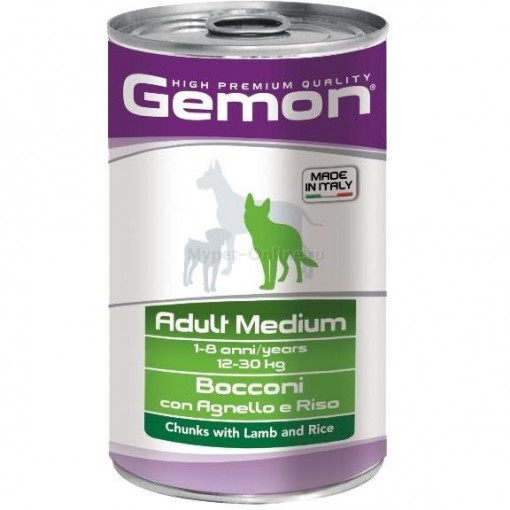 Conserva Gemon Dog, Medium Adult, Miel/Orez, 1250 g