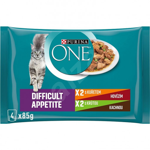 One pentru Pisici, 4 x 85 g, cu Pui/Curcan