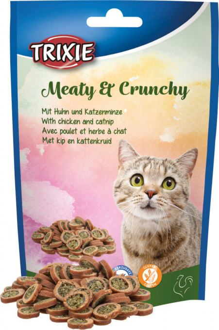 Recompense Pentru Pisici, Meaty & Crunchy Cu Pui Si Catnip, 50 g, 42673