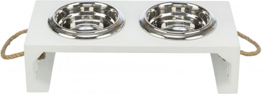 Set 2 Castroane Inox Cu Suport Lemn MDF, Be Nordic, 2x0.4 l/14 cm/38x18x10 cm, Alb, 24835