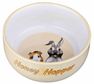 Castron Ceramic Pentru Cobai/Iepuri, Honey & Hopper, 250 ml/11 cm, Diverse Culori