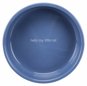 Castron Ceramic Pentru Pisici, 0.3 l/ 15 cm, Albastru/Alb - Img 2