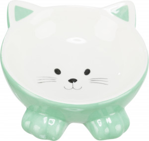 Castron Ceramic Pentru Pisici, Ridicat, Forma Ergonomica, 0.15 l/14 cm, Diverse Culori - Img 3