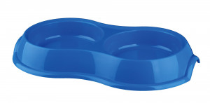 Castron Plastic Dublu Pentru Pisici, Antiderapant, 0.2 l/11 cm, Diverse Culori