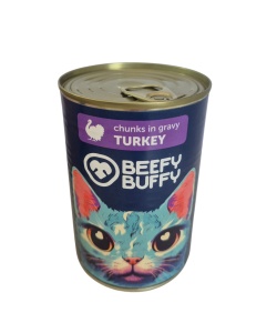 Conserva Beefy Buffy Cat, 415 g, Aroma Curcan, Produs Redus