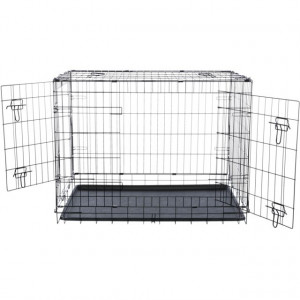 Cusca Kennel Pentru Caini, Metal, Negru, Marime M–L, Dimensiune 93 x 69 x 62 cm - Img 3
