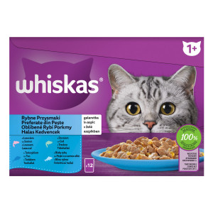 Hrana Umeda pentru Pisici, Whiskas Adult, Preferate din Peste In Aspic,12 x 85 g