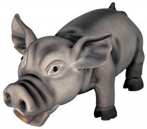 Jucarie Caini, Porc, Latex, Cu Sunet, Culoare Roz, Dimensiune 17 cm