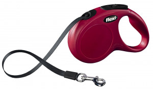 Lesa Retractabila Classic, Banda, Diverse Culori, Culoare Rosu, Marime S, Dimensiune 5 m/Pana la 15 kg