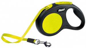 Lesa Retractabila Neon, Banda, Culoare Galben, Marime S, Dimensiune 5 m/Pana la 15 kg