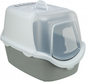 Litiera Acoperita Pentru Pisici, Vico Open Top, Cu Lopatica, 40x40x56 cm, Gri Deschis/Alb, 40343 - Img 1