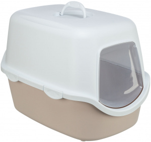 Litiera cu Acoperis Vico 40x40x56 cm Roz Pal/Alb, 402711 - Img 1