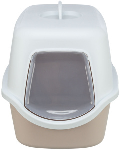 Litiera cu Acoperis Vico 40x40x56 cm Roz Pal/Alb, 402711 - Img 2