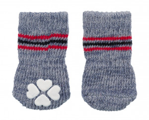 Sosete pentru Caini Antiderapante, Gri, Bumbac, 2 buc, Marime 2XS–XS
