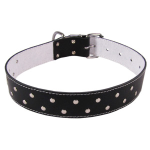 Zgarda Exo cu Ornament Buline L0-L6, Pasla, Piele, Culoare Negru, Dimensiune 4.0/74 cm