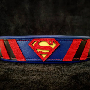 Zgarda Superman, Piele Naturala, M/L/XL, pentru Cane Corso, Labrador, Amstaff etc - Img 1