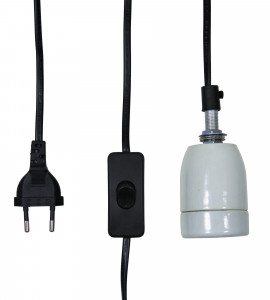 Adaptor Ceramic Pentru Bec, Pro, Cablu Cu Intrerupator, 200W - Img 2
