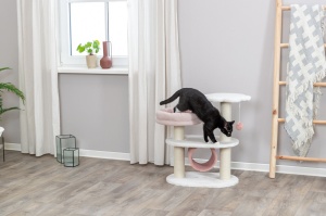 Ansamblu Cat Tree Isabella, 58x38x70 cm, Alb/Roz Antic, 44472 - Img 4