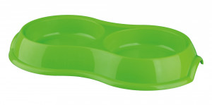 Castron Plastic Dublu Pentru Pisici, Antiderapant, 0.2 l/11 cm, Diverse Culori - Img 3