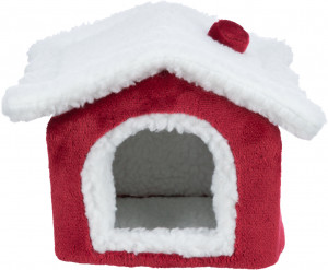 Culcus-Casuta Pentru Rozatoare, Xmas, 23 x 18 x 24 cm, Rosu/Alb
