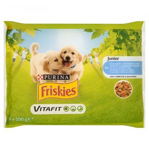Friskies Dog Hrana Umeda Junior cu Pui, Legume 4 x 100 g