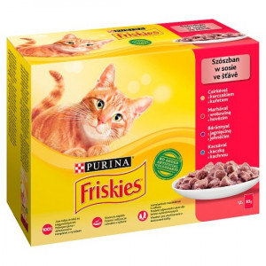 Friskis Cat 12 x 85 g, Pui/Vita/Miel/Rata,