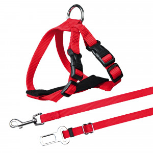 Ham Si Centura Auto Pentru Pisici, 20-50 cm/15 mm, Rosu